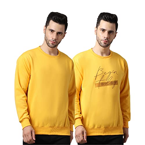 Image of Mack Jonney Fleece Round Neck Printed Sweatshirt for Men (Pack of 2)-SW RRN YLW 46 BLU 02-P