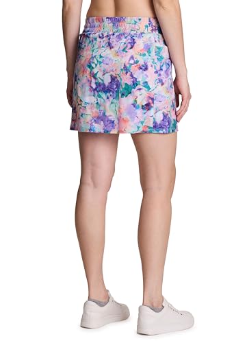 RBX Active Fashion Skort for Women, Quick Drying Flat-Front Woven Running/Tennis/Golf/Pickleball Skort with Zipper Pocket Flowy Floral Multi L
