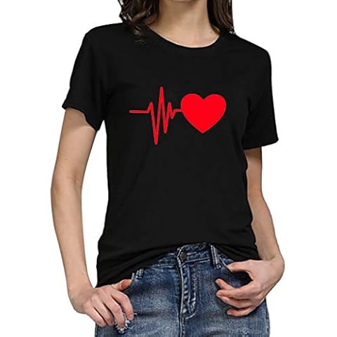 NUSGEAR Camiseta Mujer Manga Corta Impresión de Amor Cover