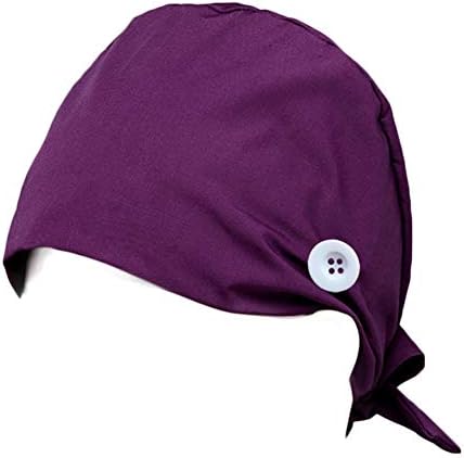 Hotme Women's and Men's Cap Working Hat with Button Sweatband Adjustable Tie Back Hats One Size Multiple Color