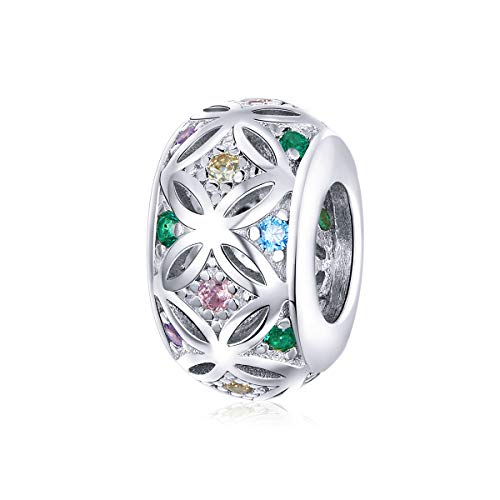 Breloque en forme de fleur en oxyde de zirconium pour bracelet et collier Pandora Argenté