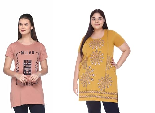 Image of In Love Women's Plus Size Cotton Printed T-Shirt with Pocket - Combo Pack of 2