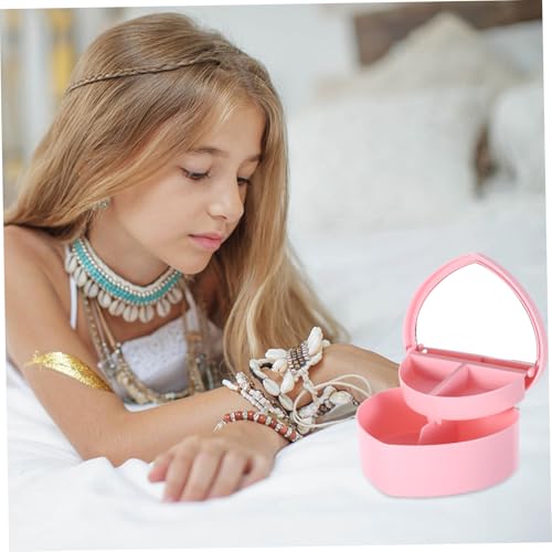 Coffret décoratif compact en forme de cœur rose pour coiffeuse - 7