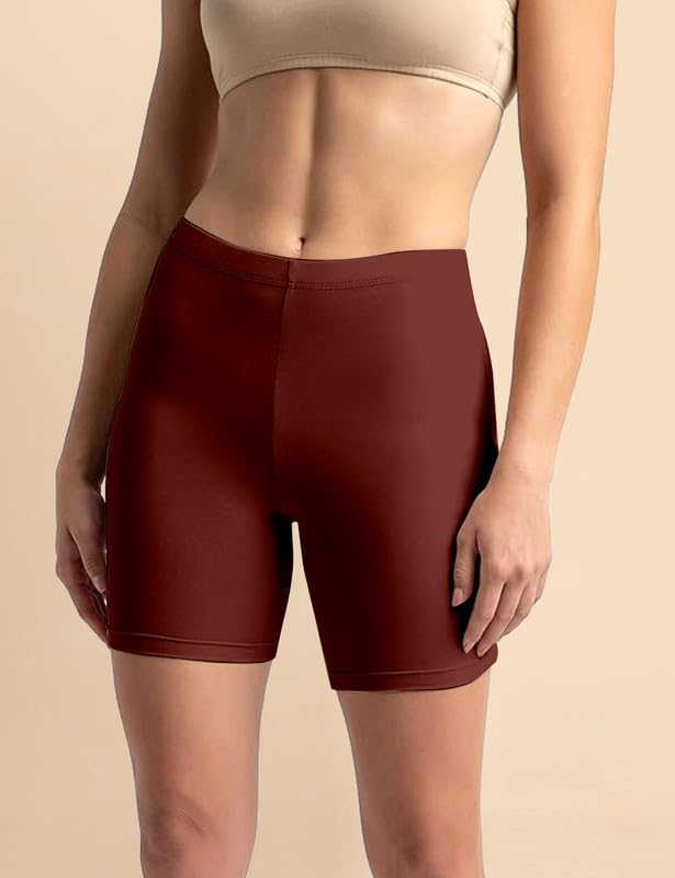 Image of TRENDMALLS Women's High Coverage Super Combed Cotton Elastane Stretch Mid Waist Shorties with Concealed Waistband Cycling Short