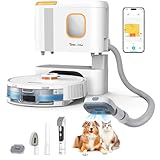Teendow D20S Max+ Saugroboter mit Wischfunktion und Selbstreinigung, 8000Pa Starke Saugleistung, mit automatischer Absaugstation & Tierpflege-Zubehör, LiDAR-Navigation, App- & Sprachsteuerung