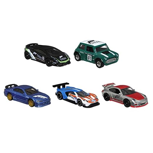 Hot Wheels Forza 5-Pack of Toy Video Game Race Cars, 1:64 Scale with Authentic Details & Realistic Decos, Gift for Collectors & Kids 3 Years & Up [Amazon Exclusive]