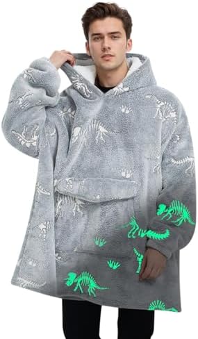 Wearable Blanket Hoodie for Adult,Oversized Sherpa Fleece Blanket...