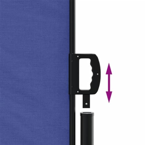 Store latéral extensible bleu 180x1000 cm en polyester et acier