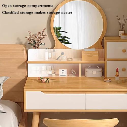 Mesa pequeña de nogal para dormitorios con estantes y estructura estable 7