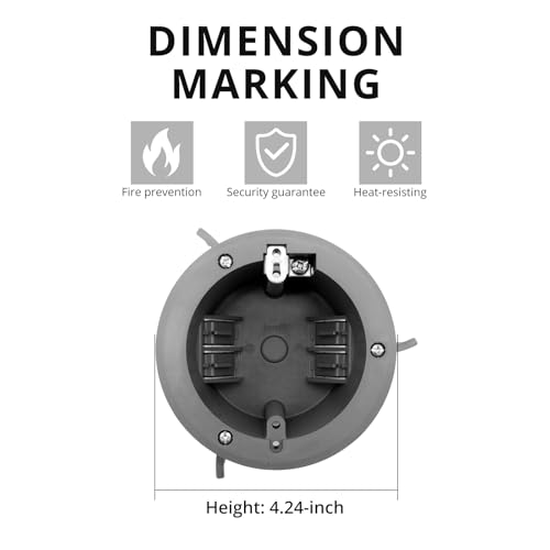AIRTAK Round 18 Cu.in. PVC Old Work Round Electrical Ceiling Box,4\" Dia Old Work Junction Box with ETL Listed,Fire Rated for 2 Hours(1 Pack).