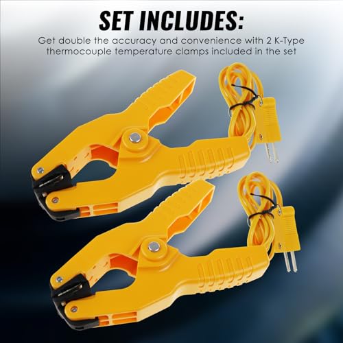 2 PCS Temperature Clamp HVAC K-Type Thermocouple Thermometer Lead Probe Pipe Clamp Multimeter Sensor Jaw Clip Plumbing Clamp - Thumbnail 2