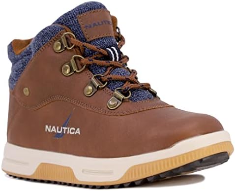Nautica Kids Boys Work Chukka Boot Youth Casual Bootie Hiking Boots Ankle High Outdoor Trekking Shoes For Little Kids And Big Kids-Camp Gaw-Tan Navy Orange-2
