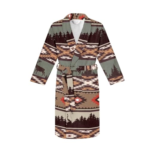 SEANATIVE Men's Long Robe Summer Lightweight Shawl Bathrobe Soft Warm Sleepwear Male3