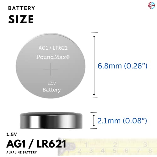 Pilas alcalinas PoundMax AG1 LR621 1.5v, paquete x10 miniatura 5