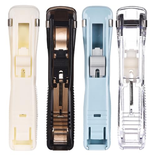 4PCS Portable Binder Clip Stapler, Reusable Mini Stapler with Zip Clip for Paper Paper Clamps for Home School Office, Zip for