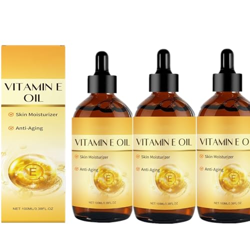Aceite orgánico de vitamina E (3,38 onzas), hidratante facial y corporal con almendra, jojoba y aceites de rosehip, cuidado de la piel e hidratante facial para pieles radiantes saludables (3)