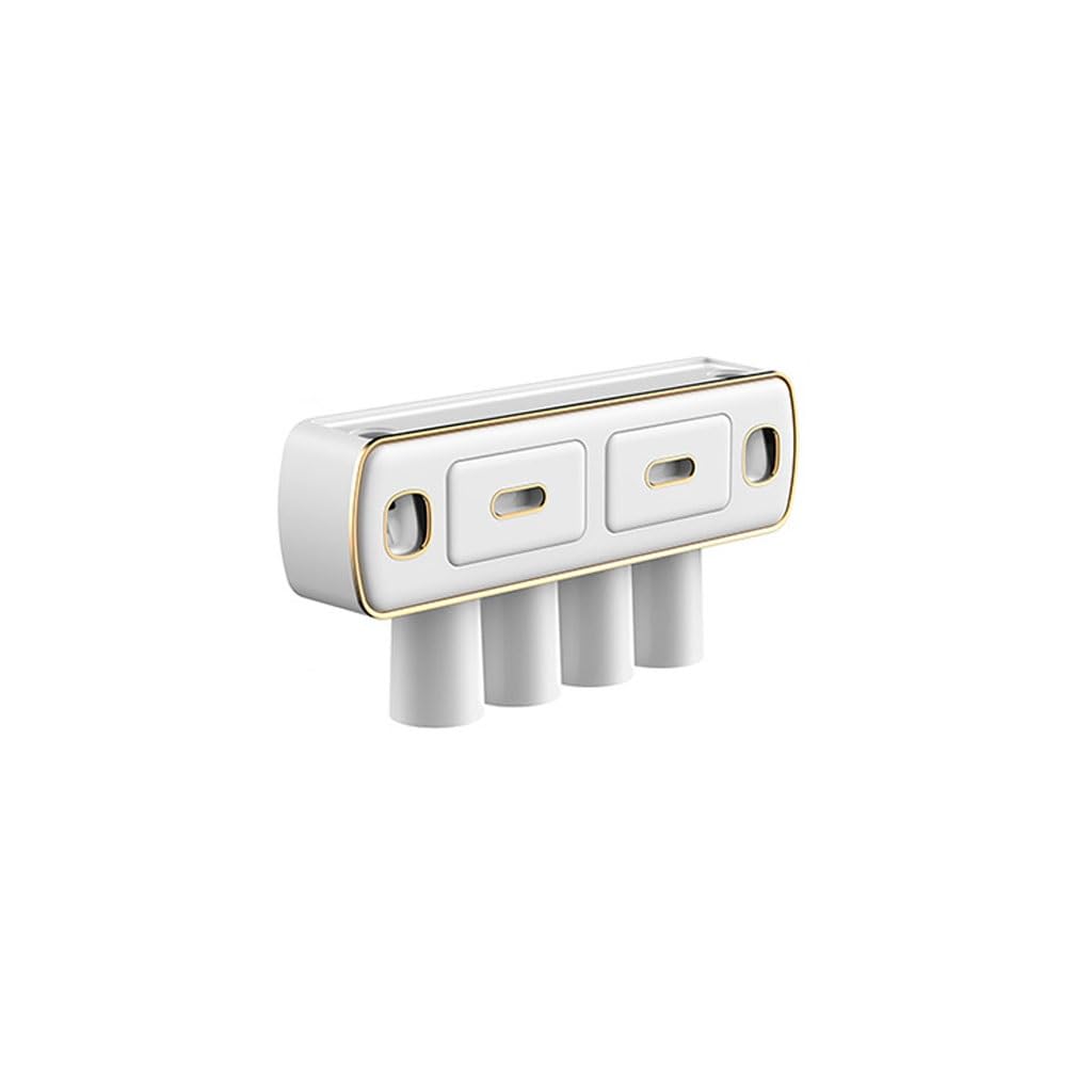Estante para Cepillos de Dientes Portaspazzolino Bianco Avorio da Parete, Scatola portaoggetti Multifunzionale for Bagno, con Doppi Dispenser for dentifricio(L40.5cm)