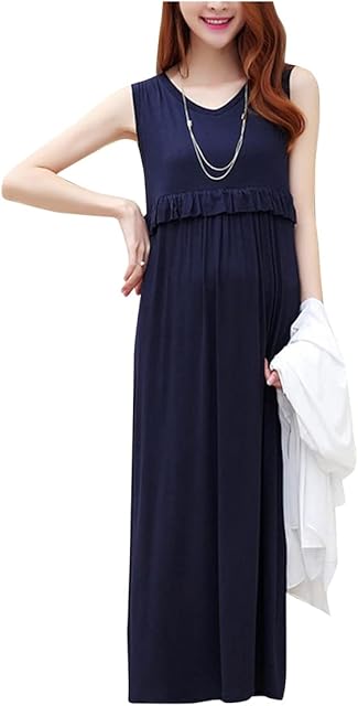 Women Nursing Dresses for Women Breastfeeding Gown Casual Loose Dress Ruffle Nightgown