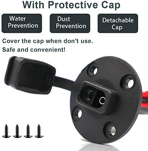 iMESTOU SAE Plug Solar SAE Socket Weatherproof Sidewall Port DIY Cord 12AWG SAE Cable Quick Disconnect Solar Panel Mount for Motorcycle Solar Generator Battery Chargers (2PCS)
