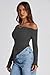 PRETTYGARDEN Women's Spring Long Sleeve Y2K Crop Top Trendy Off Shoulder Asymmetrical Fitted Knit Tee Shirts Going Out Tops (Black,Large)