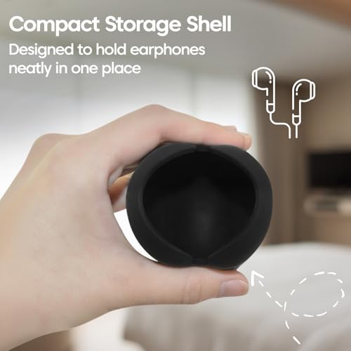 Image of Sounce Small Portable Protective Silicone Earphone Case Pouch Travel Cable Storage Holder Organizer for USB Charger Cords Earbuds and Small Accessories Headphone Keeper Black