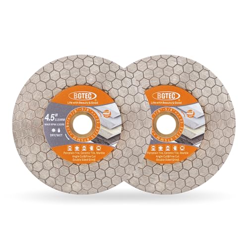 BGTEC Disque Diamant Carrelage,115mm Disque à Tronçonner avec Alésage 22,23mm Hexagonal Double Face pour Carreaux de Céramique, Porcelaine, Marbre, Pierre Artificielle 2 pièces