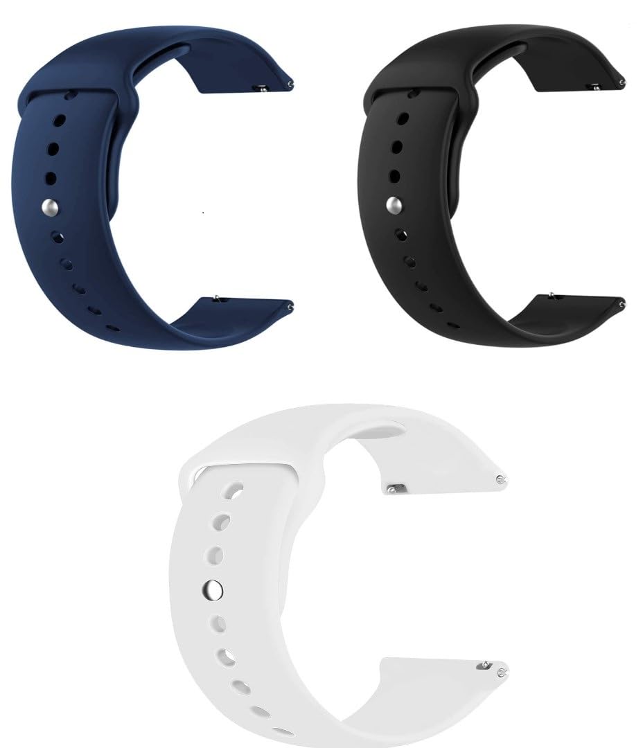 EDNITA 20mm Smart Watch Band Strap with Metal Button Comaptible with Amazfit GTS 2 Mini/Amazfit Bip/Amazfit GTS/Galaxy Watch 4/Watch 5 & Watches with 20mm Lugs - Black,Blue,White - Pack of 3 (B0D49RFK56) Amazon Price History, Amazon Price Tracker
