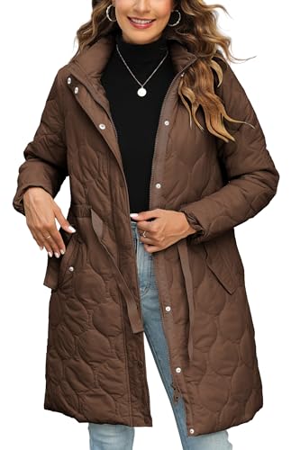 XULIKU Women's Diamond Quilted Long Puffer Coat Lightweight