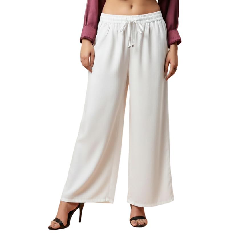 fuchsiabless Women Soft Breathable Viscose Rayon Flared Palazzo Pants Straight Wide Leg Relaxed Fit Daily Ethnic Kurti Palazzo Pant-picture-38