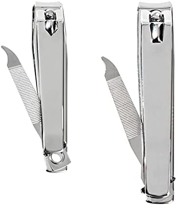 Givyahan Nail Clippers Set,Sharp Stainless Steel Toenails and Fingernails Clipper Cutter,Professional Pedicure and Manicure Kit for Men Women(2pcs Silver)