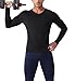 Queerier Men's Compression Shirt V Neck Long Sleeve Workout Shirts Athletic Gym Undershirts Active Sports Base Layer Tops/Black