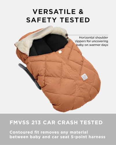 Image of 7AM Enfant Car Seat Covers - Cocoon Baby Cover for Boys & Girls, Rain & Snow Repellent, Breathable Windproof, Center Zipper, Universal Fit for Infant Car Seat (0-12M) (Spice Quilted)