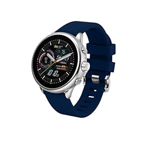 Fossil Men’s or Women’s Gen 6 Wellness Edition 44mm Touchscreen Silicone Smart Watch, Color: Silver, Navy (Model: FTW4070V)