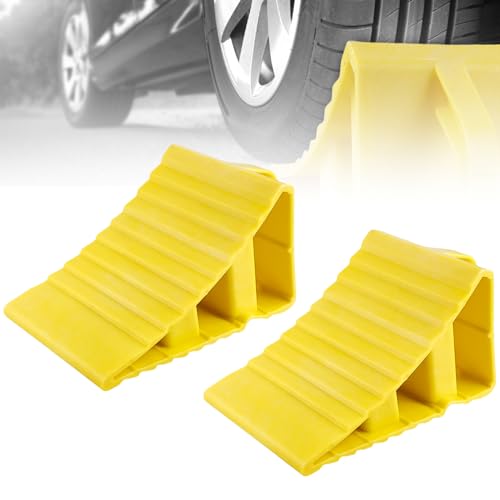 SUNOYA 2 Pièces Cale Roue de Voiture, Cale Roue Caoutchouc, Cale pour Remorque, Pneus Slip Stopper, Antidérapant VéHicule Camion Roue Pneu Cale Stop, Bloc pour Tire Stopper for Car Truck Trailer