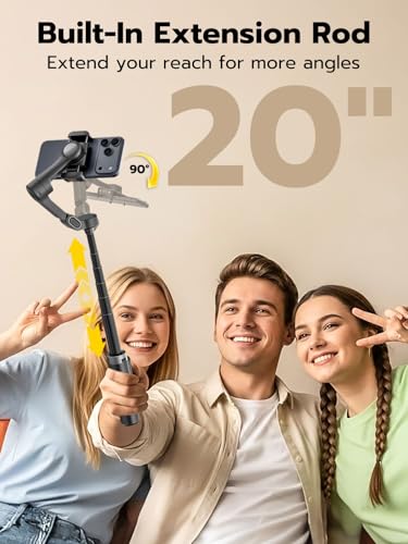 AOCHUAN Estabilizador de cardán para iPhone con reconocimiento Facia, estabilizador para Smartphone con Apertura de trípode con un Solo Clic, Control Remoto y Varilla de extensión de 50 cm, Smart X3 - imagen 5