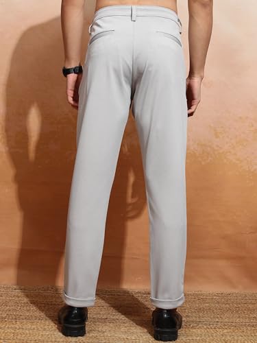Image of Highlander Men's Slim Fit Formal Trousers | Ankle Length | Smart Chinos for Men | Comfortable Fabric for Daily Work & Formal Occasions