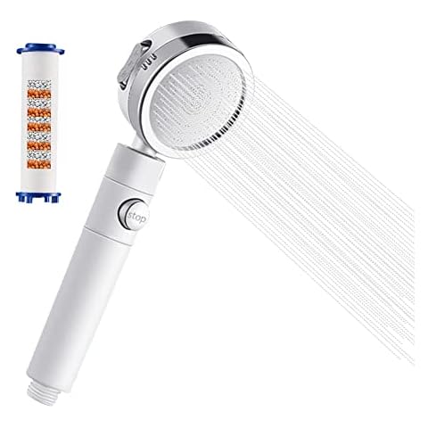 Craftsboys Shower Head High Pressure, Ionic Filter, Water Saving, 3 Modes, Water Stop Button (White) Cover