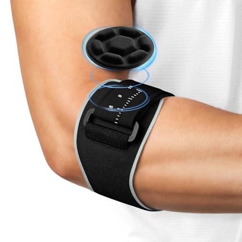 Fefod Coderas Epicondilitis, Cinta de Codo Tenista con Almohadilla de Silicona 3D, Coderas para Tendinitis Ajustable, Coderas de Golfista para Hombre y Mujer para Tendinitis Alivio del Dolor (Negro)