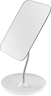 CLSEVXY Table Vanity Mirror with Stand - Makeup Mirror for Desk - Adjustable Flexible Gooseneck, 360°Rotation Folding Portable Cosmetic Mirror Square