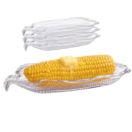 HIC Kitchen Corn Dishes, BPA-Free, Set Of 4, For Serving Corn On The Cob, Hot Dogs, Vegetables, And Holiday Entertaining