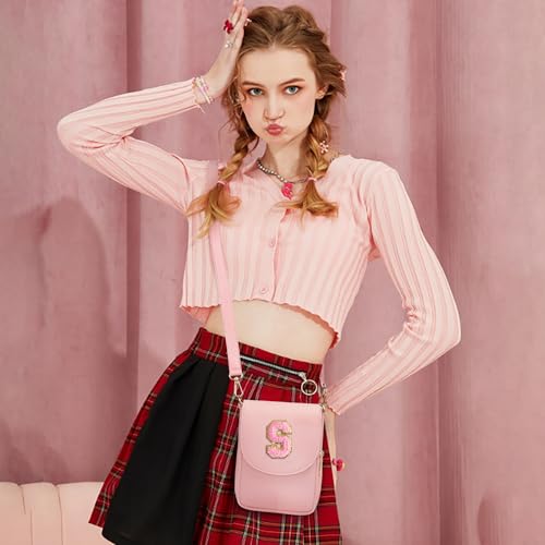 Image of Viverte Crossbody Purse for Teen Girls Small Initial Cell Phone Toddler Purse Leather Triple Compartment Crossbody Bags