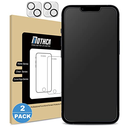 Mothca [2+2 Pack] Matte Screen Protector for iPhone 13 + Camera Lens Tempered Glass Protector Anti-Glare & Anti-Fingerprint Tempered Glass Clear Film Case Friendly Bubble Free - Smooth as Silk