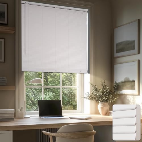HESTIA No Drill Cordless Room Darkening Vinyl Mini Blinds, 1”