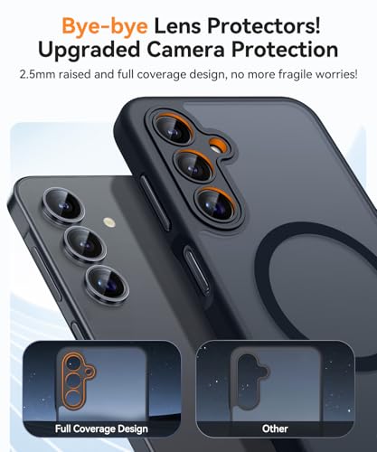 Image of CANSHN Designed for Samsung Galaxy A16-5G Case [Full Camera Protection] [Compatible with Magsafe] Translucent Matte Back Protective Phone Cover, Black