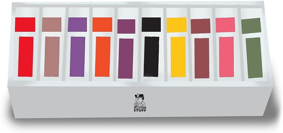 Doctor Stuff - Solid Color File File Labels, IFC Series, Unlaminated Solid Stickers, Complete Set of 10 Colors with Tray, 1/2" X 1-3/4", 10 Rolls of 500 Labels