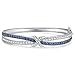 Caperci Cubic Zirconia Created Blue Sapphire Love Butterfly Knot Bangle Bracelet for Women, 7.25''