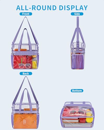 Image of Paxiland Clear Bag for Stadium Events 12x6x12 inches, Clear Tote Bag with Reinforced Strap, Clear HandBag for Sports Concert