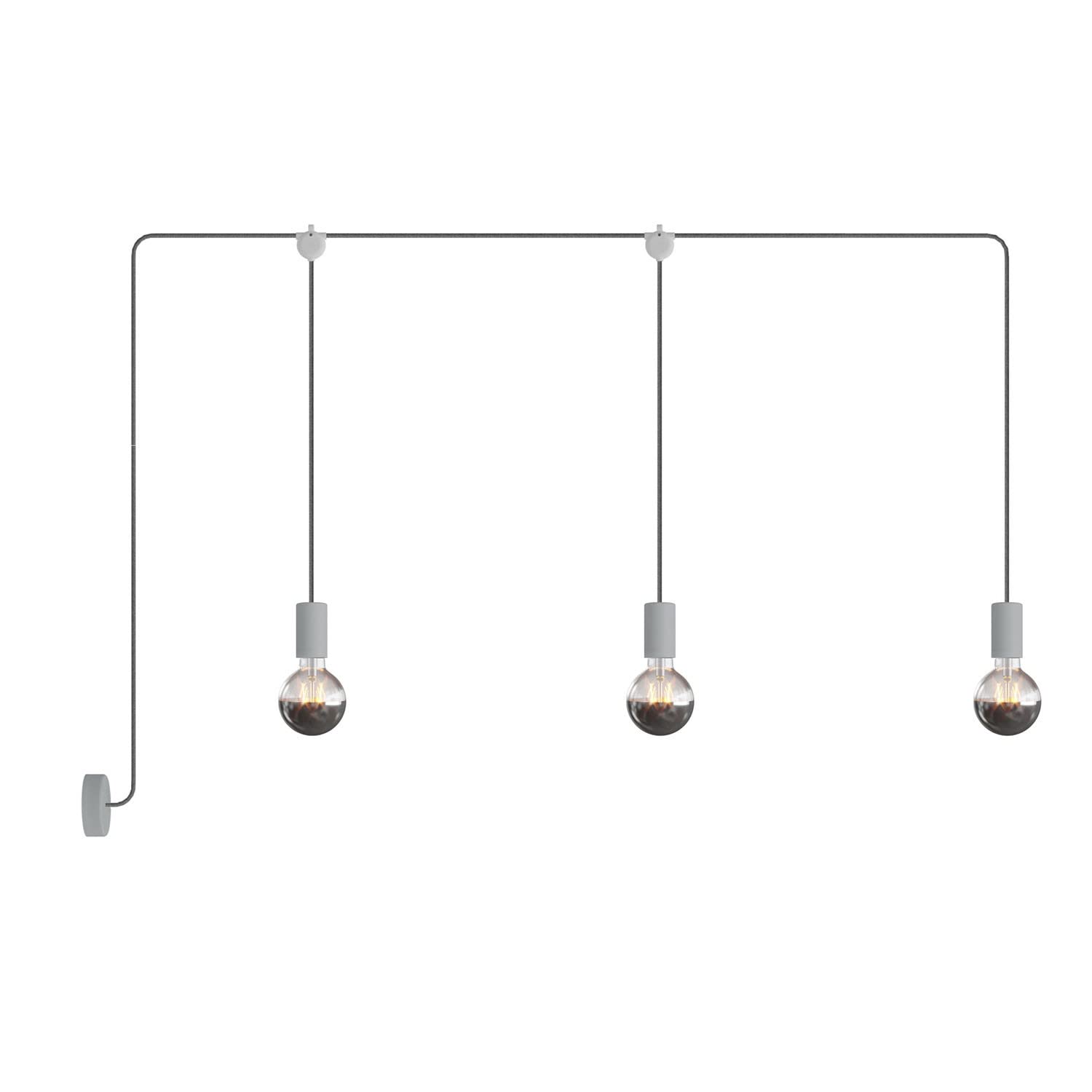 creative cables - E-Snake EIVA Lampada da Esterno IP65 a 3 luci con rosone - con Lampadina, Grigio Ghiaccio