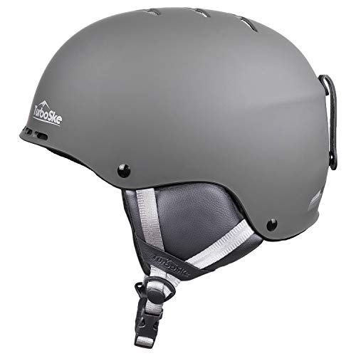 TurboSke Ski Helmet, Snowboarding Helmet for Men, Women and Youth (M, Gray)