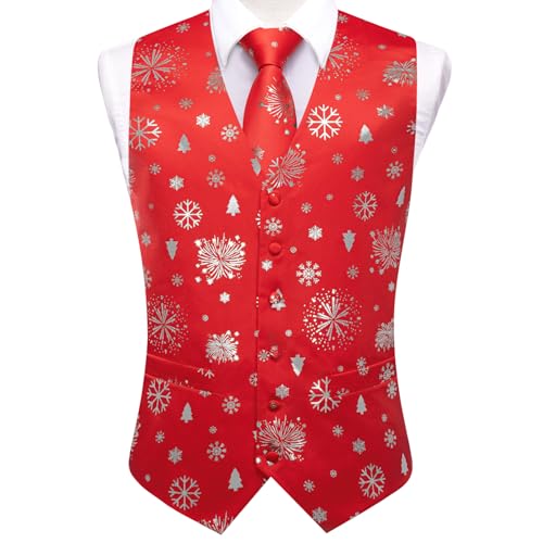 Hi-Tie Suit Vest for Men Christmas Mens Suit Vest Casual 5 PCS V-Neck Vest Tie& Bow Tie Hanky Cufflink Set for Party2